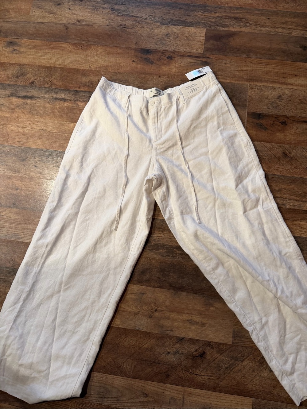 Hollister Wide Leg Linen-Blend Pants in Light Cream New With Tags